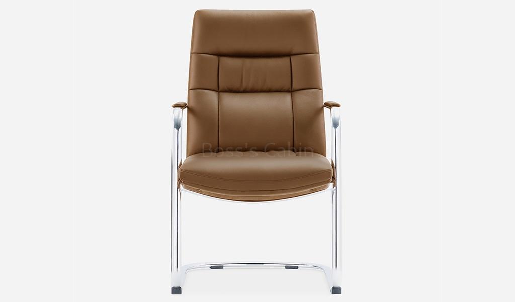 ‘Sigma’ Fixed Base Visitor Chair In Brown PU Leather