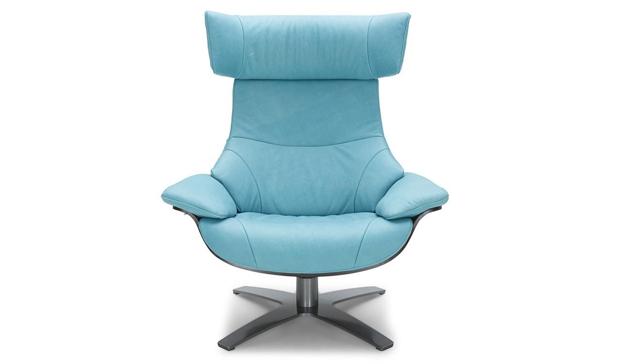 ‘Karma Neo’ Reclining Lounge Chair In Acqua Blue Leather