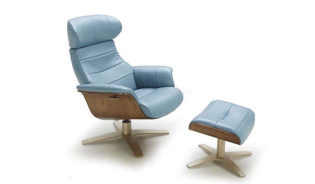 ‘Karma’ Recliner Chair In Light Blue Leather