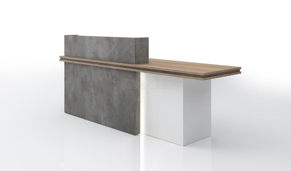 ‘Spiro’ 8 Feet Reception Desk In Akazie Oak & Rock Gray Finish