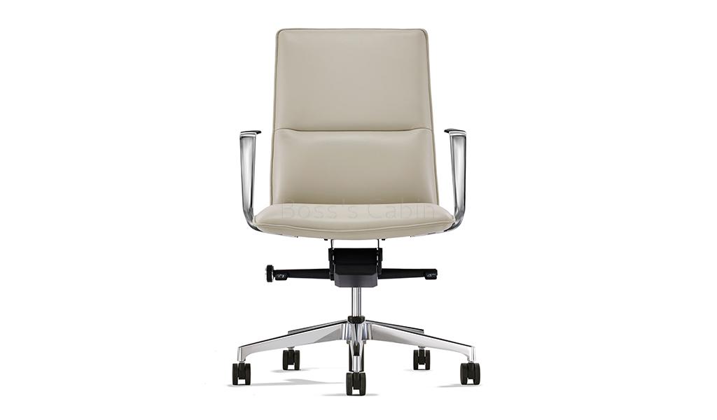 ‘Aulenti’ Mid Back Meeting Room Chair With Aluminum Arms