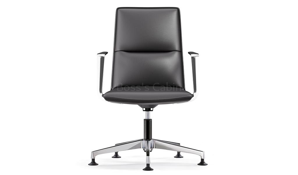 ‘Aulenti’ Mid Back Visitor Chair With Polished Aluminum Arms