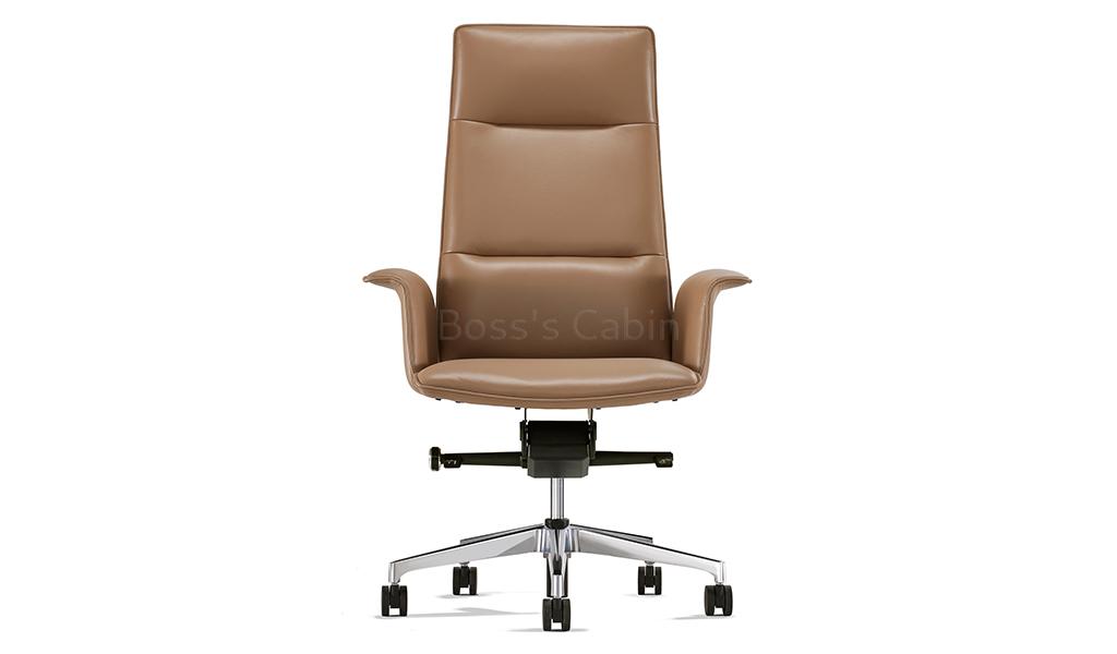 ‘Aulenti’ High Back Office Chair In Coffee Brown Leather