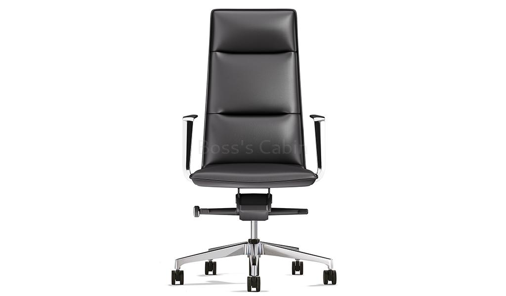 ‘Aulenti’ High Back Office Chair With Polished Aluminum Arms