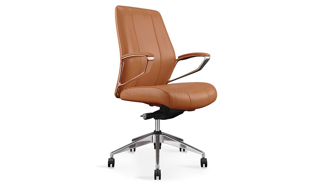 ‘Calm’ Medium Back Office Chair In Tan Leather Upholstery