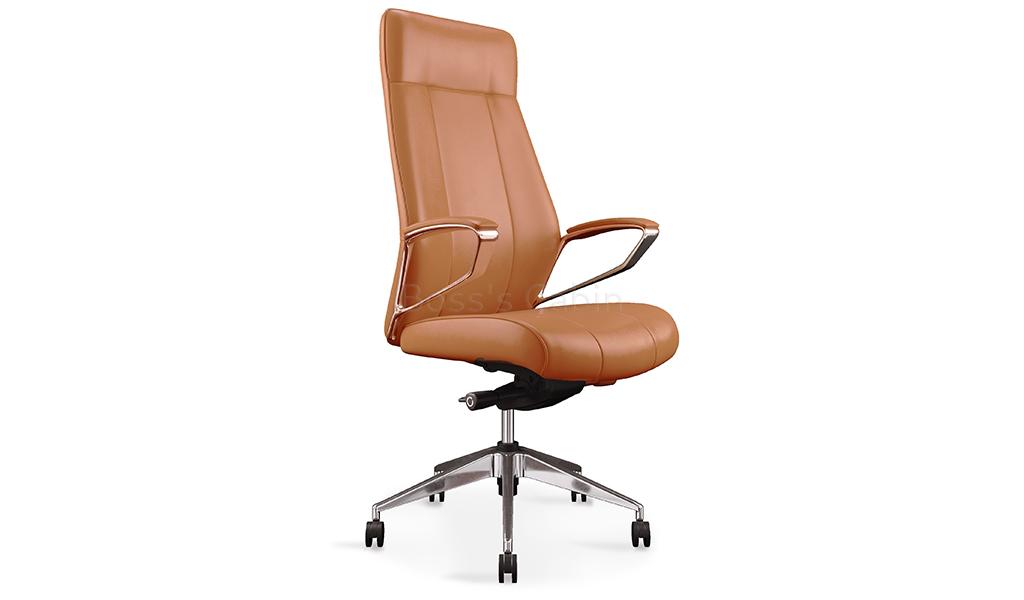 ‘Calm’ High Back Office Chair In Tan Leather Upholstery