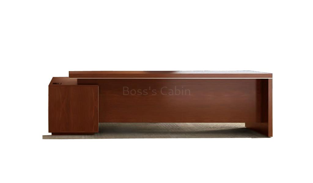 ‘Dx’ 9.5 Feet Office Table With Side Cabinet In Sapele Laminate