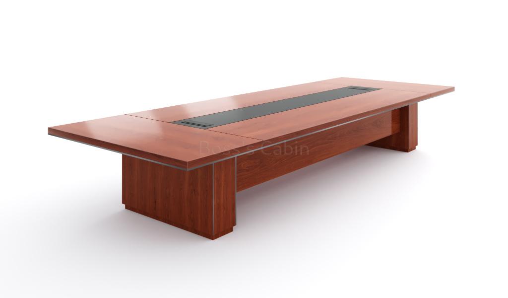 ‘DX’ 11 Feet Conference Table In Sapele Laminate With Two Wireboxes