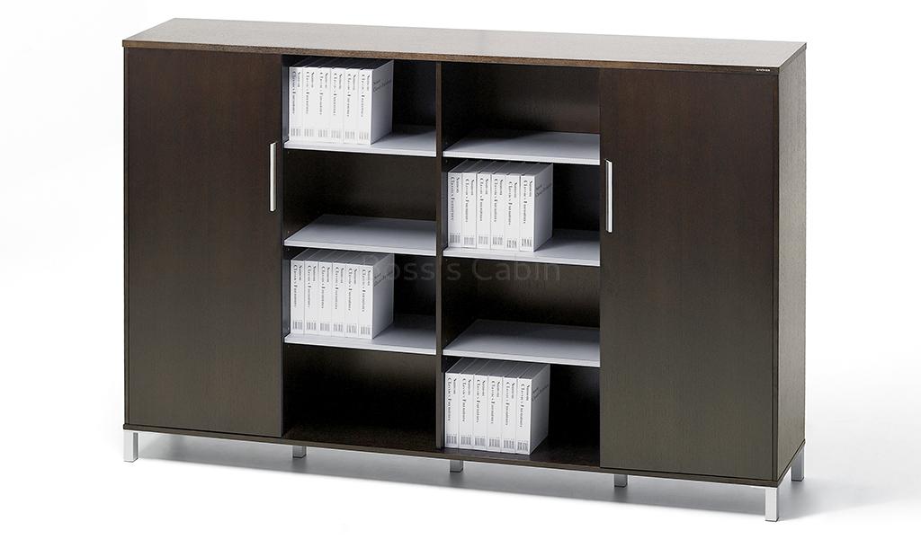 ‘Eazy’ 8 Feet Office Cabinet & Book Shelf In Dark Oak Veneer
