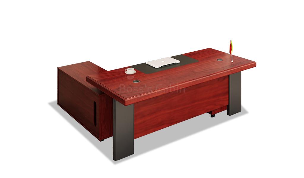 ‘Metro’ 6 Feet Office Desk With Side Cabinet in Sapele Veneer