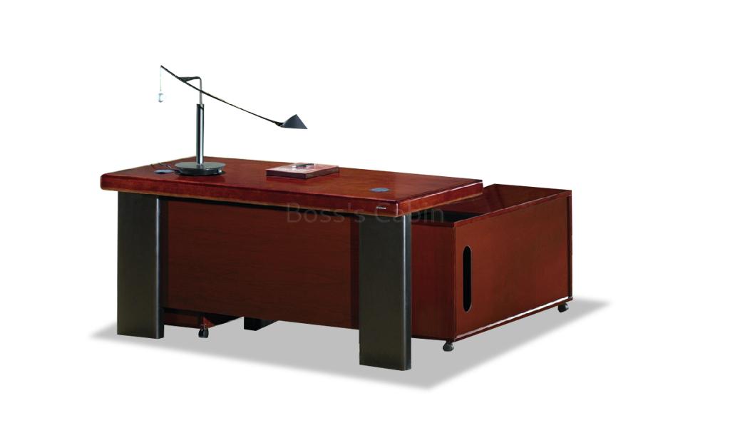 ‘Metro’ 5 Feet Office Desk With Side Cabinet in Sapele Veneer