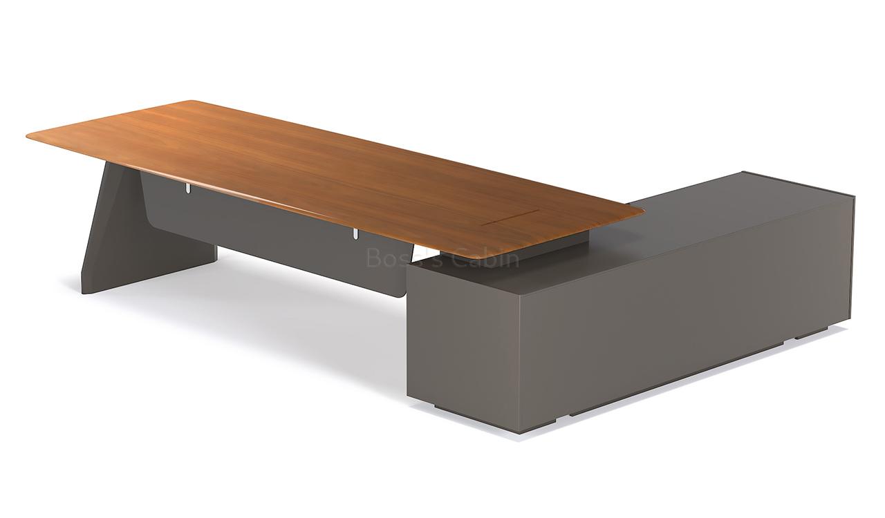 ‘Varna’ 10 Feet Office Table in Walnut Veneer & Lacquer Finish