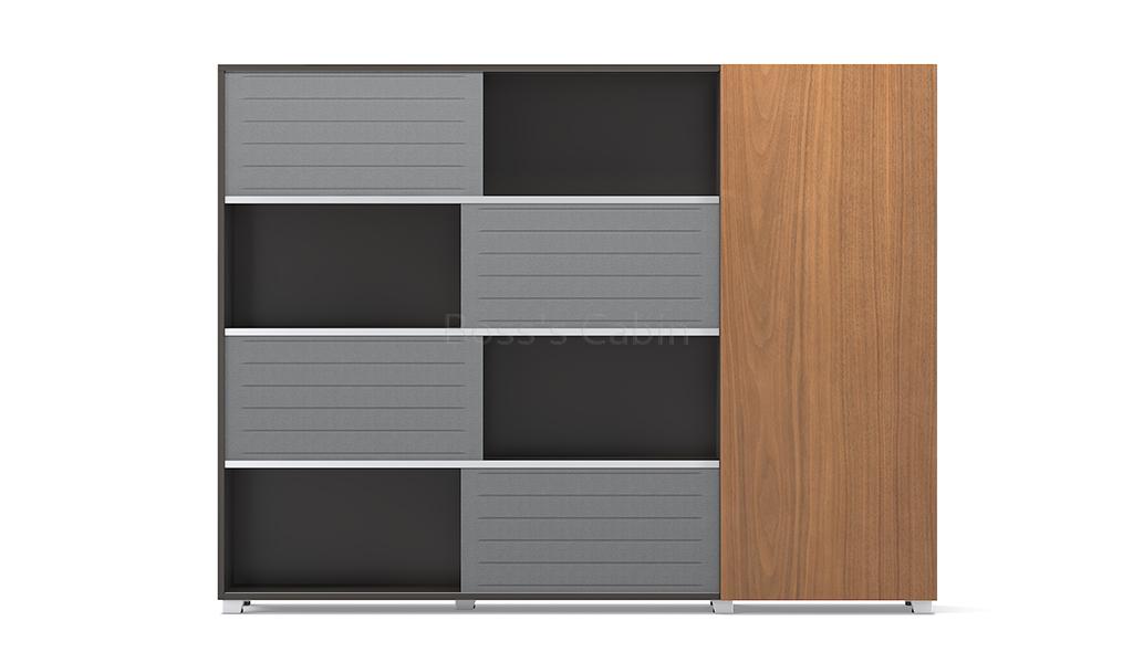 ‘Varna’ 6.5 Feet Office Cabinet & Book Shelf In Walnut Veneer