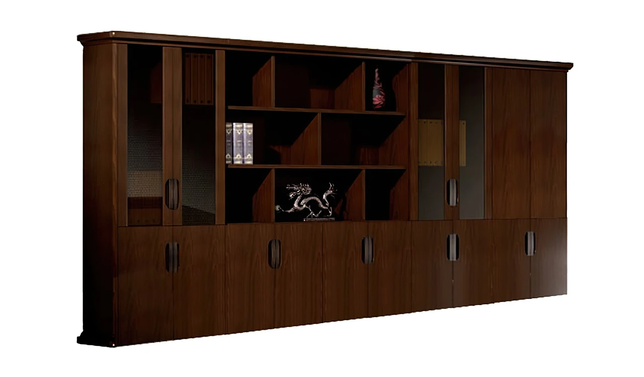 ‘Royale’ 13 Feet Office Cabinet & Book Case In Sapele Veneer
