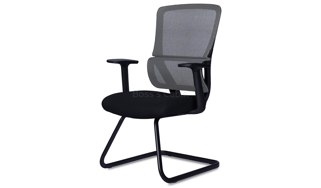 ‘Orsin’ Fixed Base Visitors Chair In Black Frame & Gray Mesh