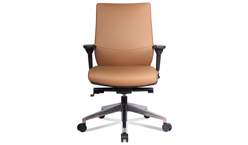 ‘Vertu’ Medium Back Chair In Coffee Brown Nappa Leather