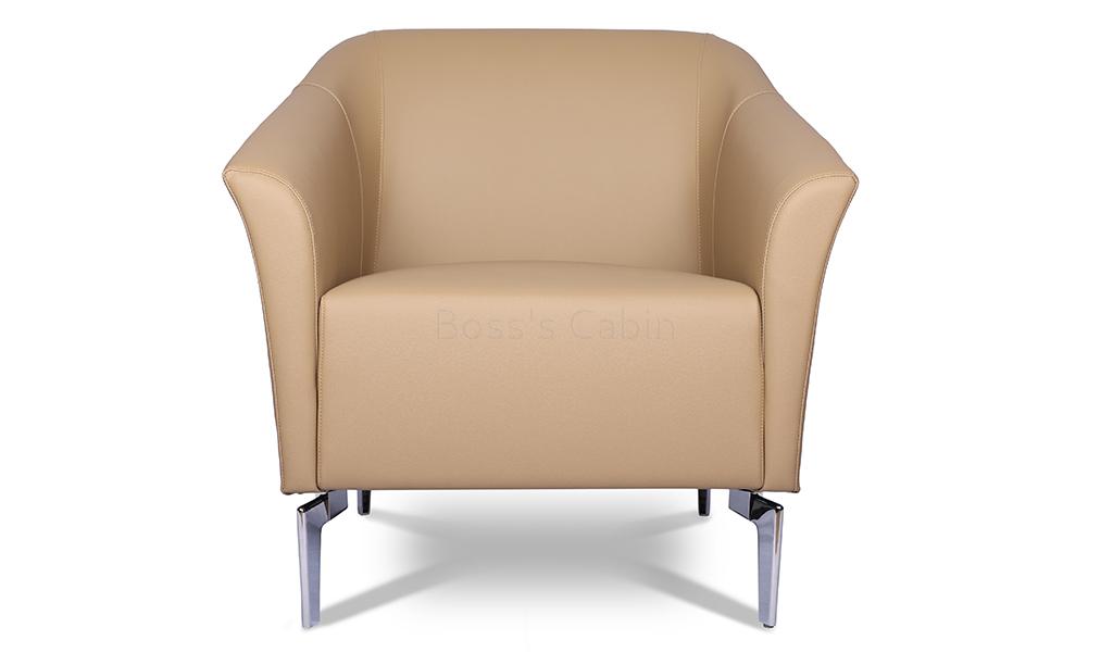 ‘Flower’ Armchair In Artificial Leather With Curved Armrests
