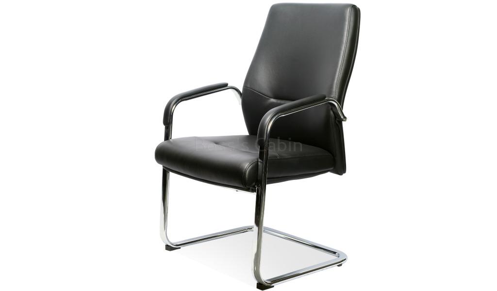 ‘Roger’ Visitors Chair In Black Leather