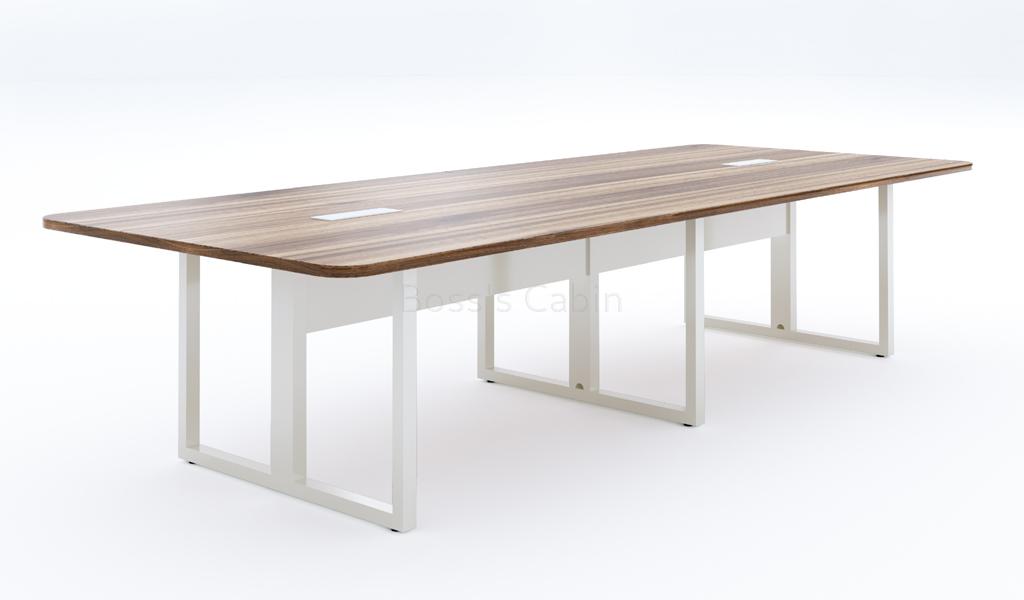 ‘Linz’ 12 Feet Meeting Table In Cass Walnut Laminate Finish