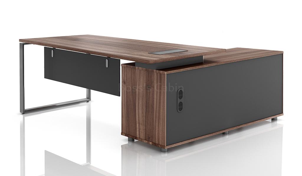 ‘Linz’ 5 Feet Office Desk In Cass Walnut & Meteor Gray Laminate