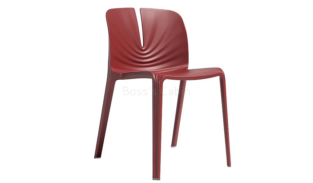 ‘Plis’ Stackable Plastic Chair In Marsala Red
