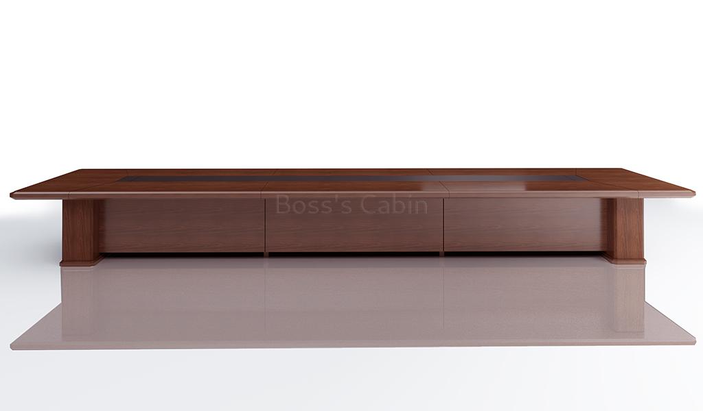 ‘Royale’ 22 Ft Boardroom Table With Wire Management In Sapele Veneer