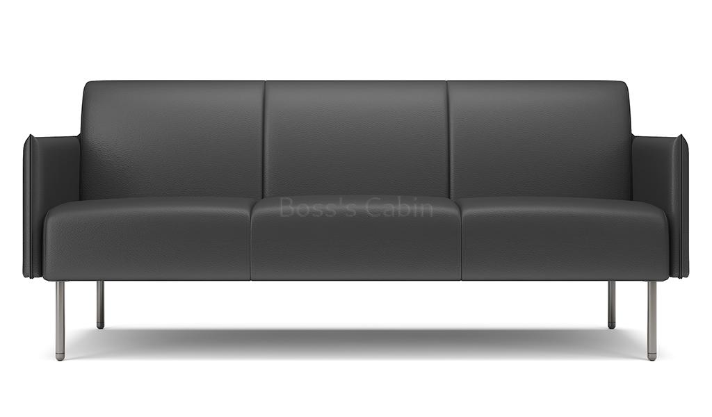 ‘Fleur-B’ Three Seater Leather Sofa With Slim Armrests