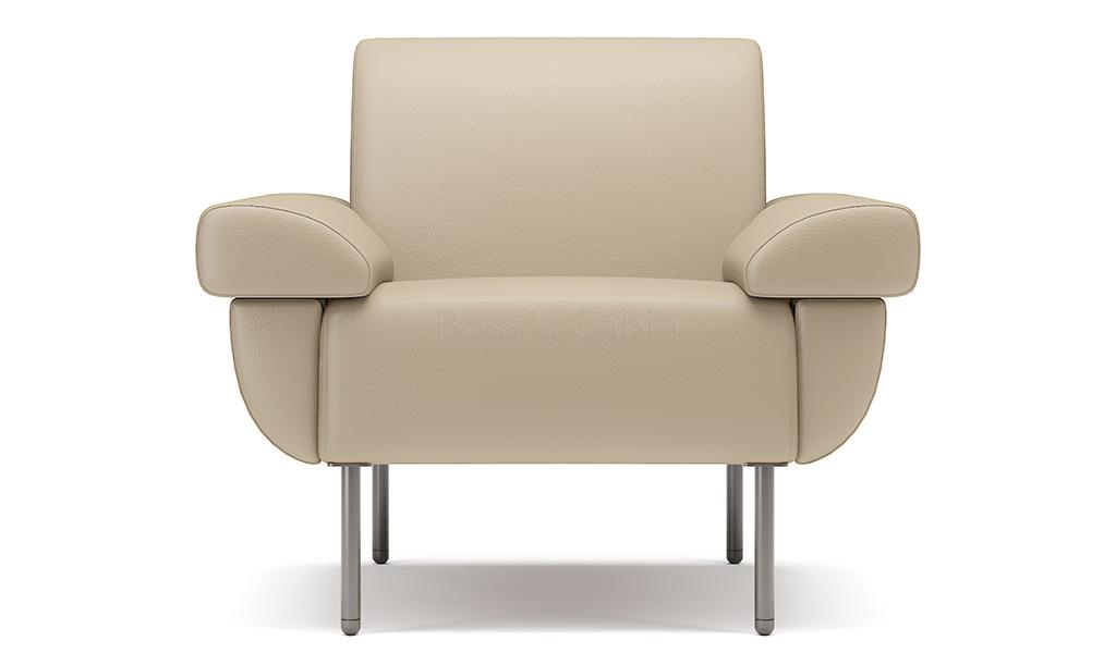 ‘Fleur-C’ One Seater Leather Sofa With Reclined Armrests