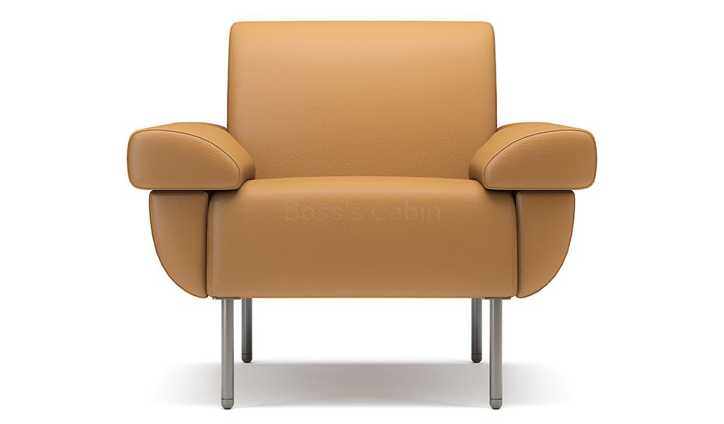 ‘Fleur-T’ One Seater Leather Sofa With Reclined Armrests