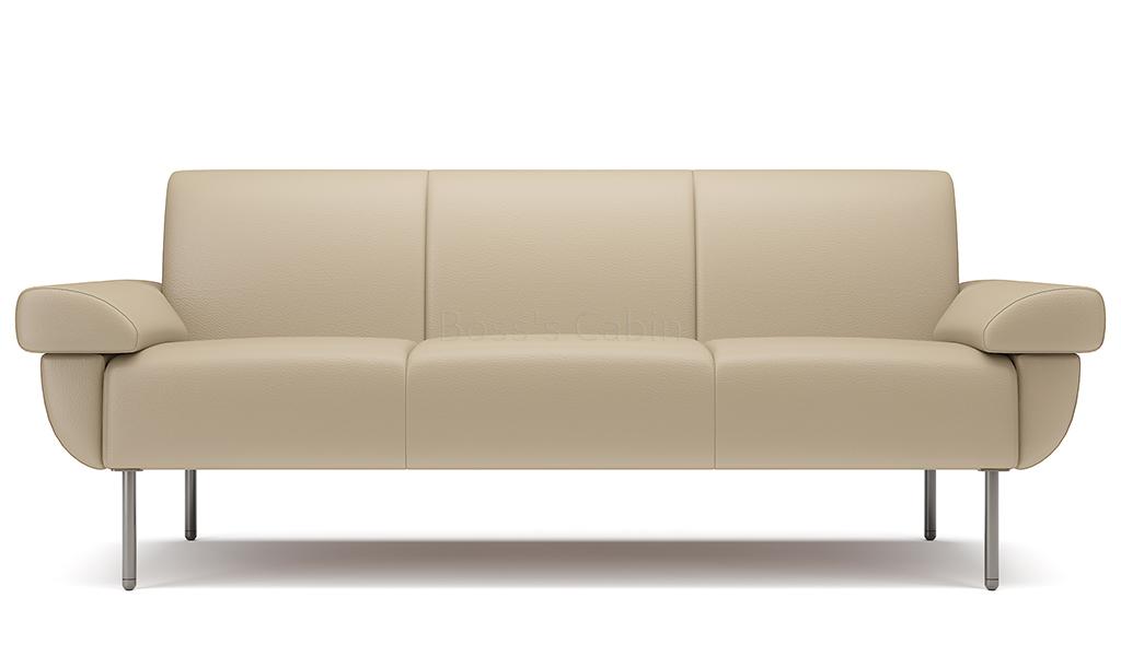‘Fleur-C’ Three Seater Leather Sofa With Reclined Armrests