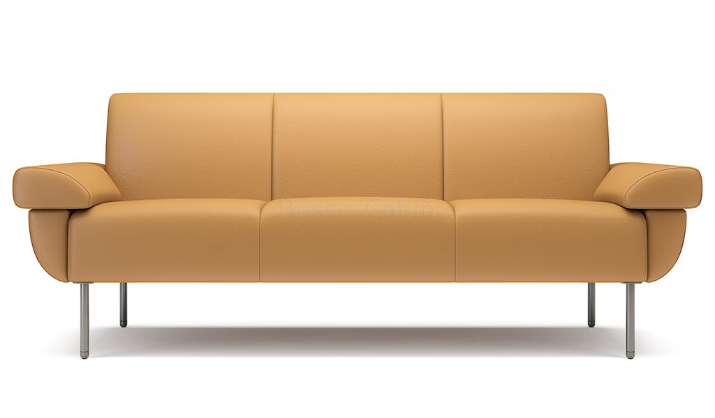 ‘Fleur-T’ Three Seater Leather Sofa With Reclined Armrests