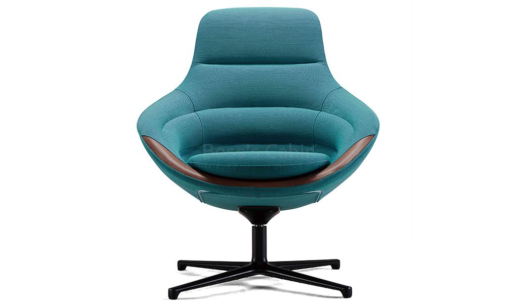 ‘D Series’ Mid-Back Lounge Chair In Acqua Blue Fabric