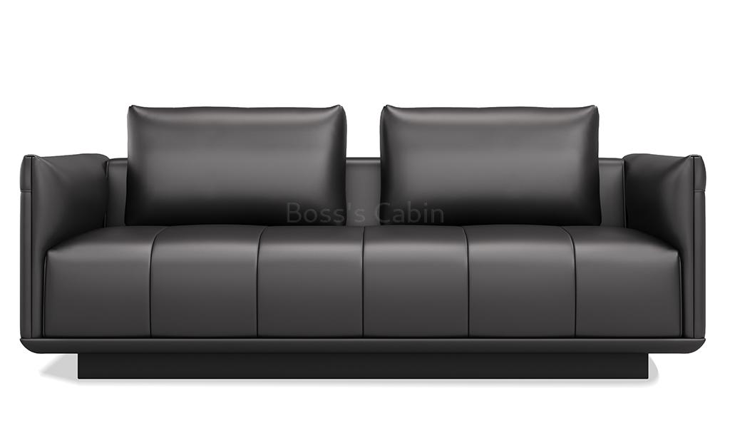 ‘Taurus-N’ Three Seater Sofa In Black Nappa Leather