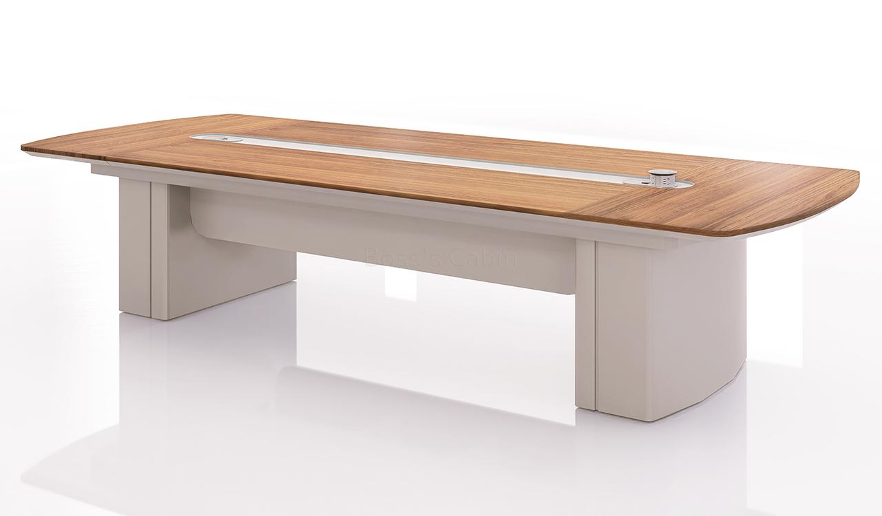 ‘Swan Neo’ 12 Feet Meeting Table In Golden Sandal Wood Finish