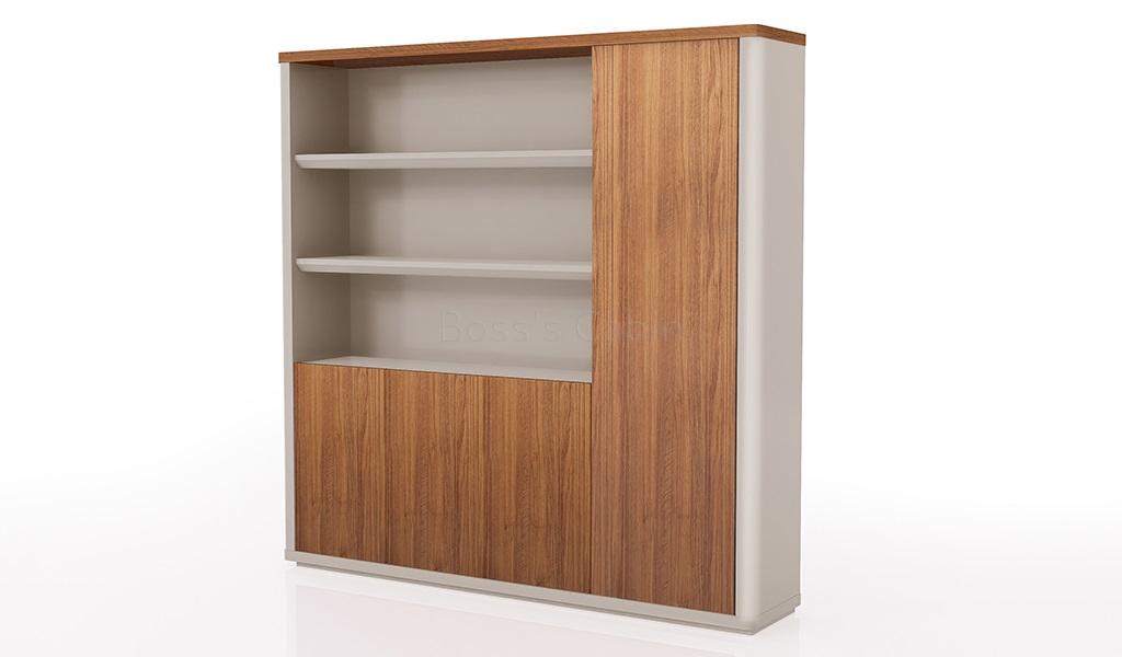 ‘Swan’ 6.5 Feet Office Cabinet & Book Case In Golden Sandal Wood