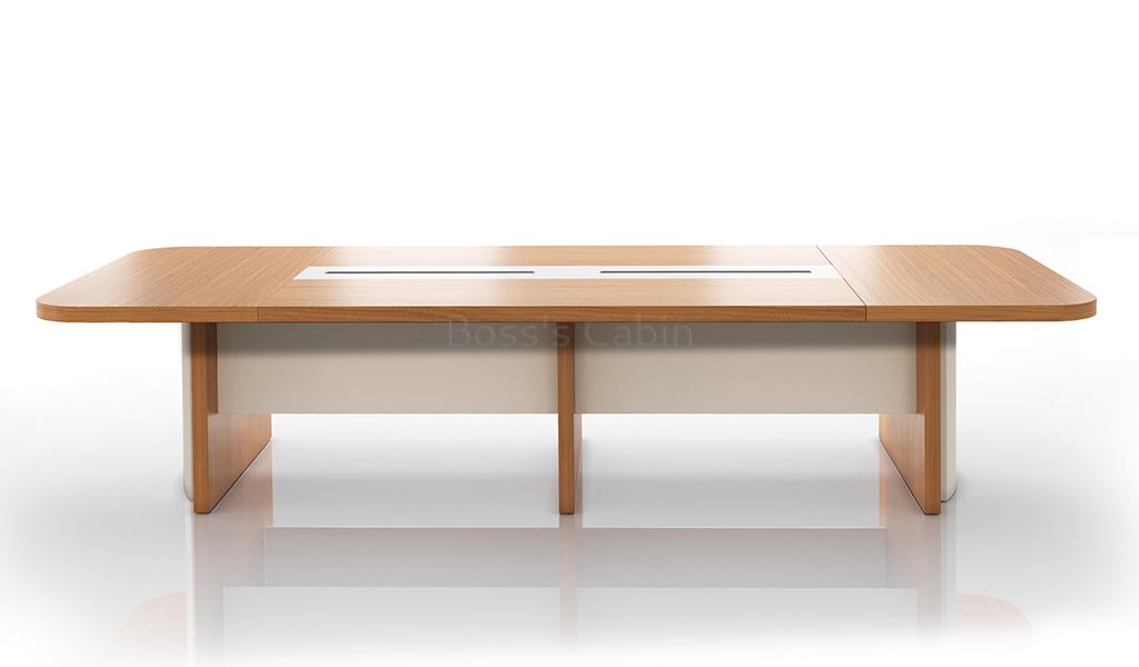 ‘Swan’ 12 Feet Meeting Table In Golden Sandal Wood Finish