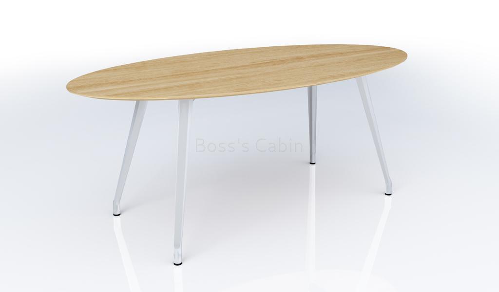 ‘Varna’ 7 Feet Oval Shape Meeting Table in Light Oak Laminate.