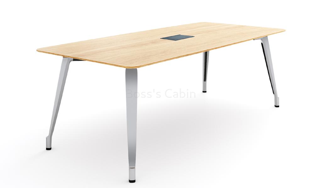 ‘Varna’ 8 Feet Meeting Table With Light Oak Top and Aluminum Legs