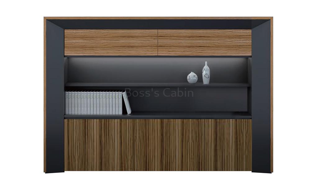 ‘Status’ 10 Feet Office Cabinet & Book Case In Zebra Veneer