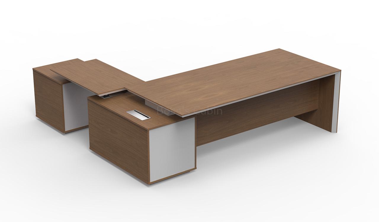 ‘Sirius’ 8 Ft Desk In Walnut Veneer With Height Adjustable Side Cabinet