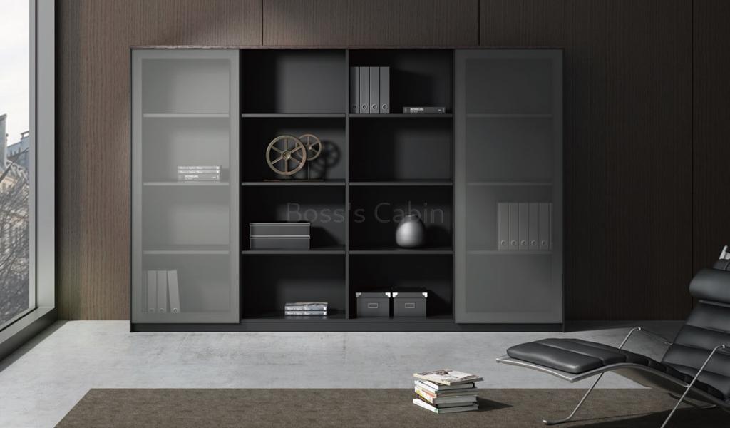 ‘Veta’ Book Shelf With Tinted Glass Doors