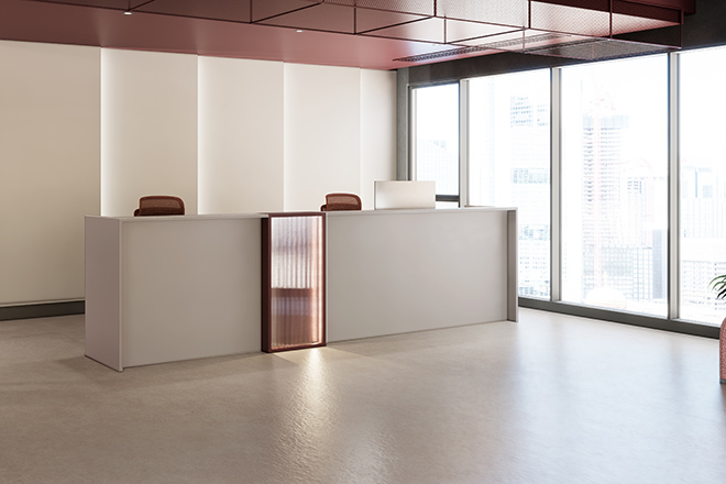 Orion 8 Feet Reception Desk In Seagull Gray
